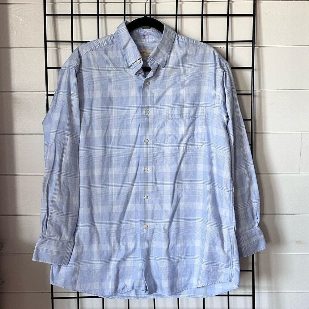 Tommy Bahama PlaidβLS Button Up Plaid Shirt Mensβ 16 32/33 Blue Coastal